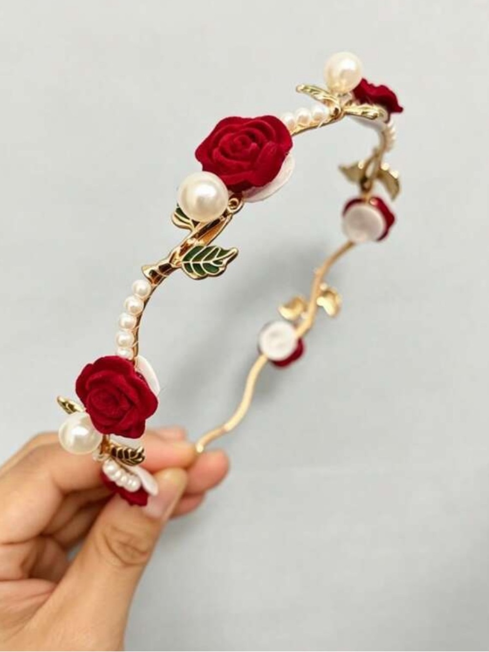Red Rose Pearl Headband